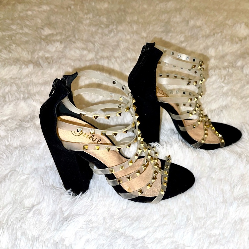 Gold Studded Black Heels